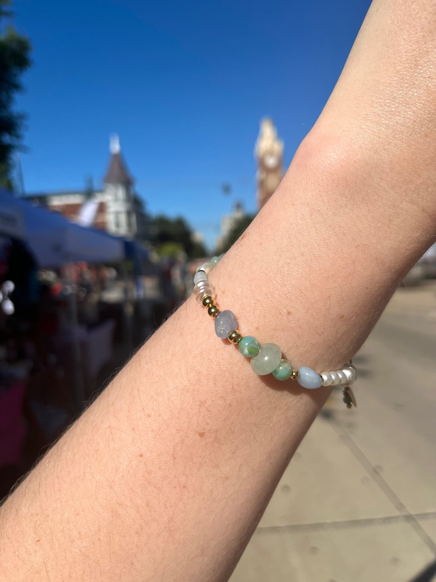 Blue Butterfly Adjustable Beaded Wire Bracelets