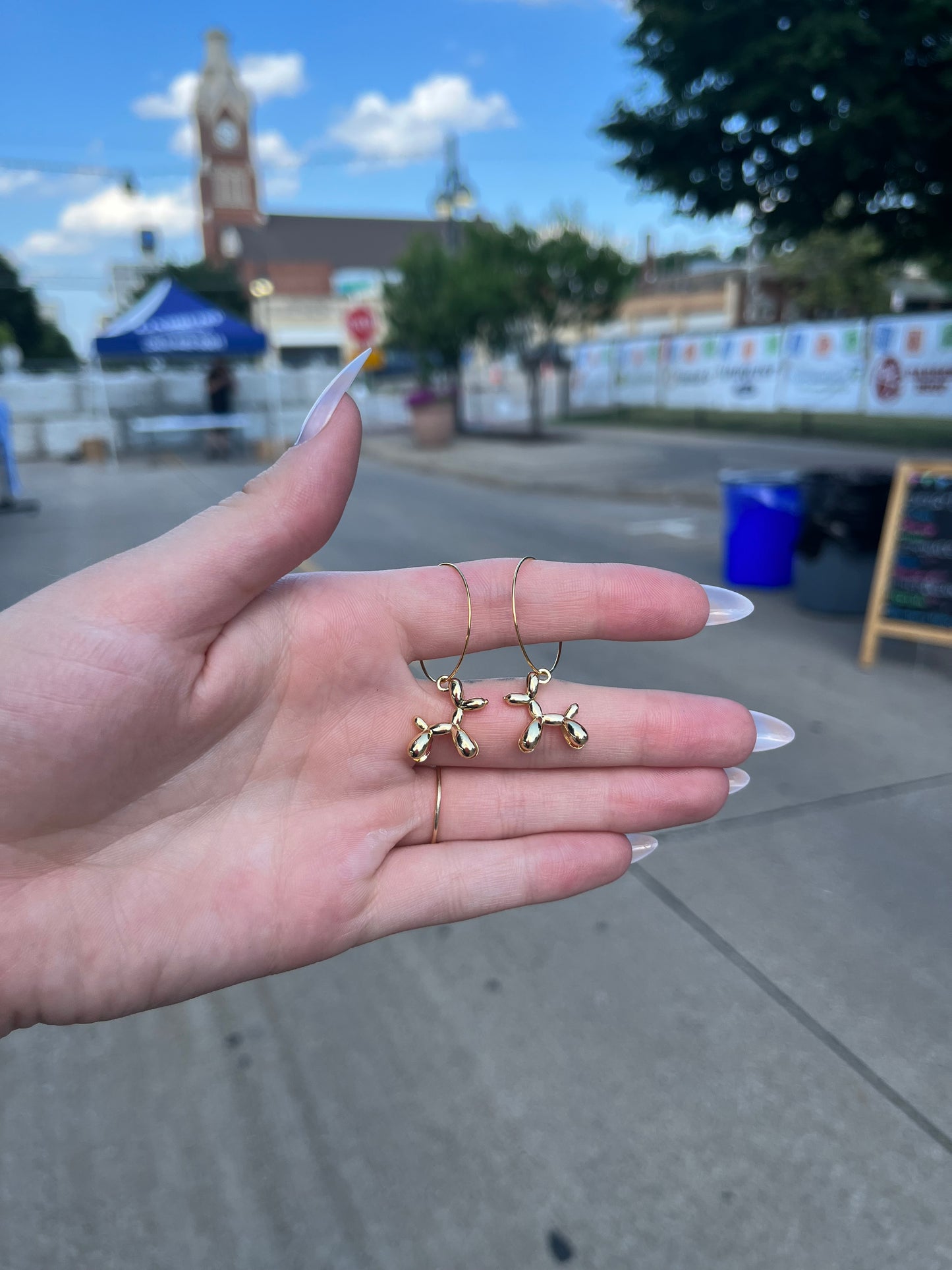 Golden Balloon Dog Hoop Earrings