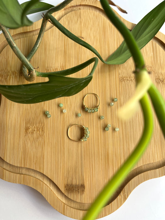 Multi-Bead Wrapped Ring Sage Green