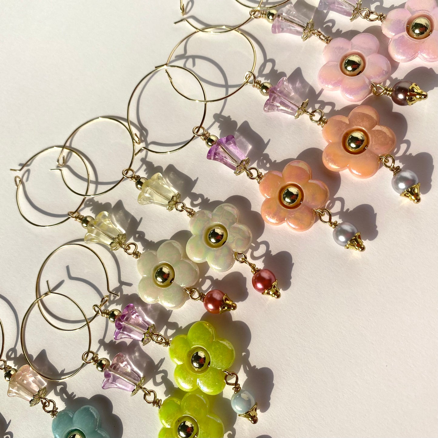 Funky Iridescent Flower Hoop Earrings