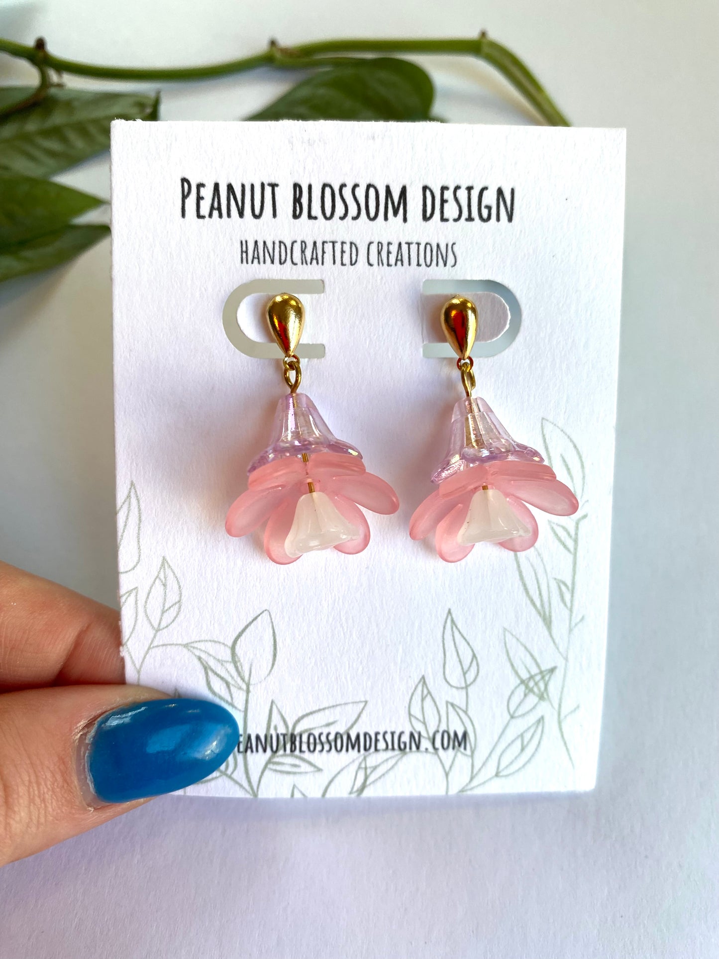 Flower Lamp Earrings with Gold Drop Posts